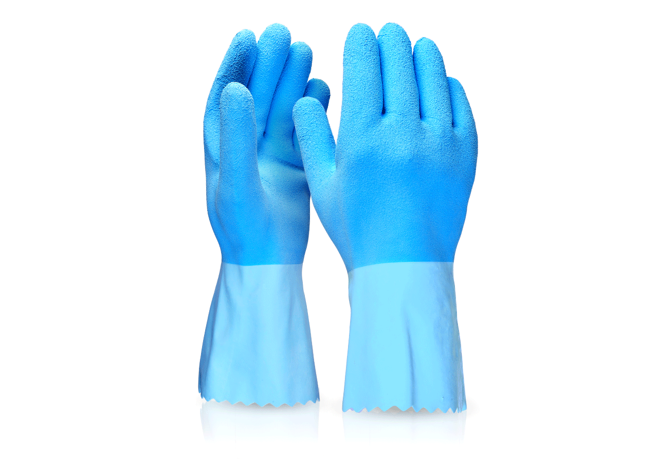 Belagt: Latex-specialhandsker Hy Blue