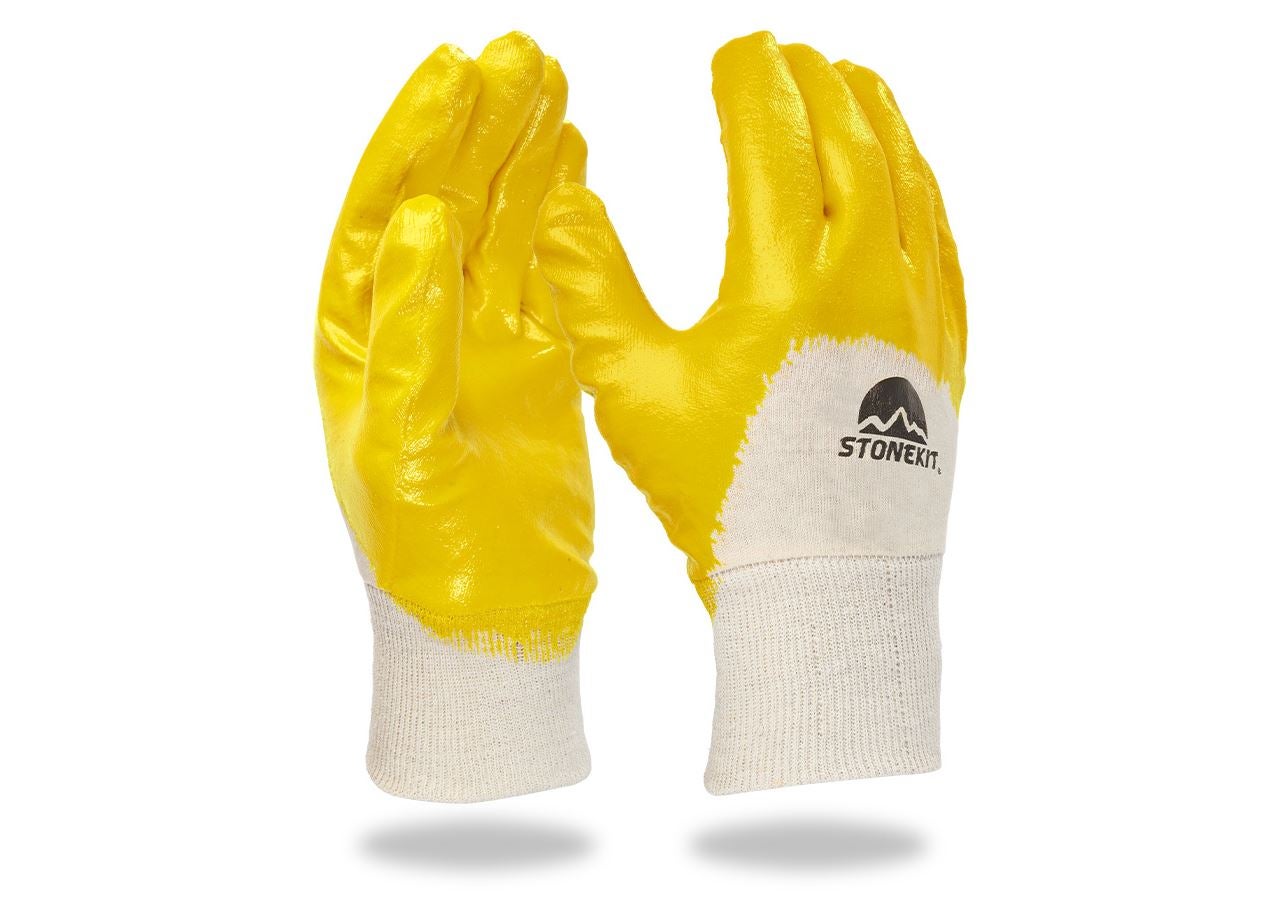 Coated: Latex gloves, knitted cuff, pack of 12