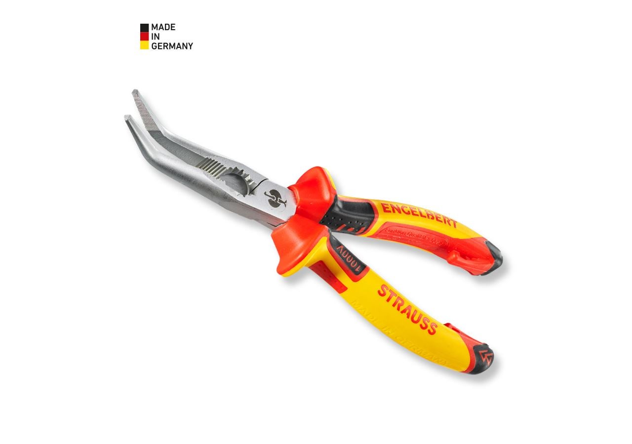 Tænger: e.s. fladrundtang med krumt skær VDE