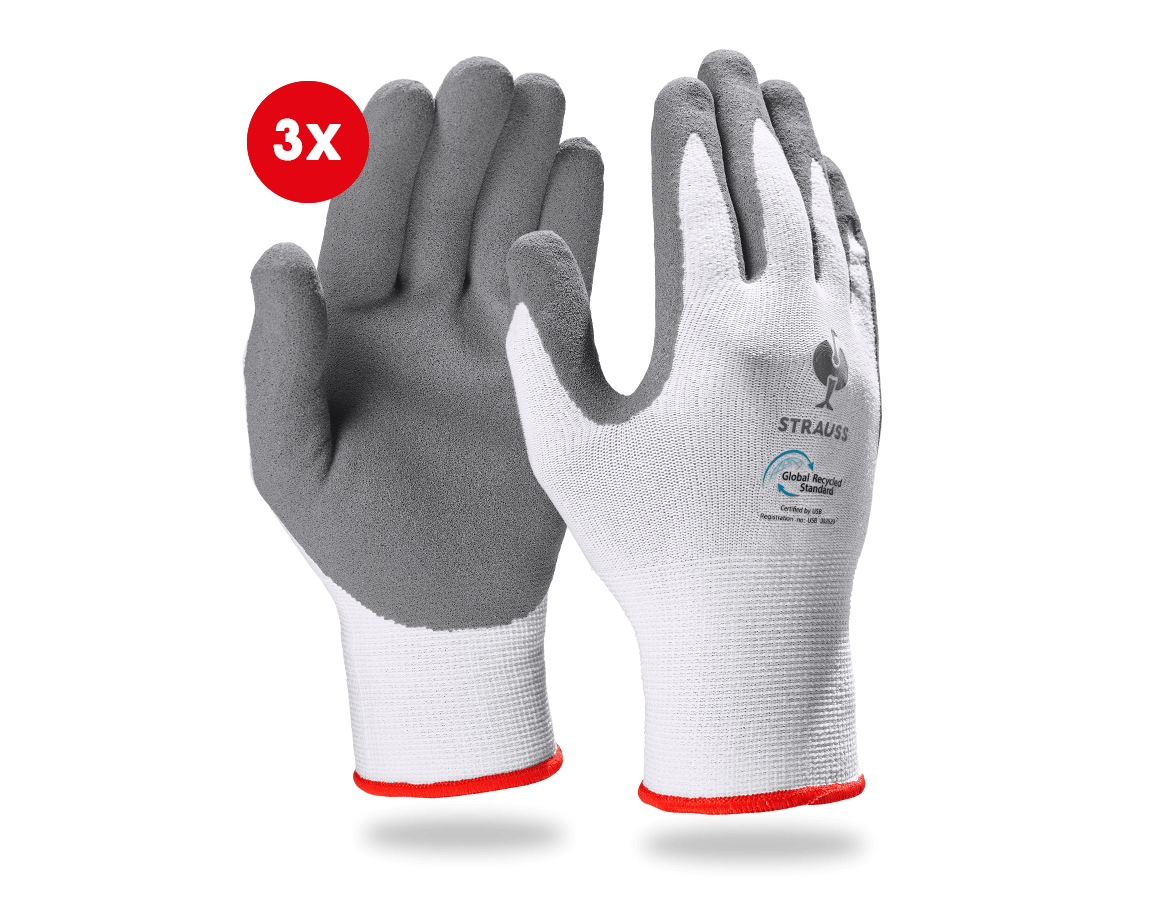 Coated: e.s. Nitrile foam gloves recycled, 3 pairs + anthracite/white