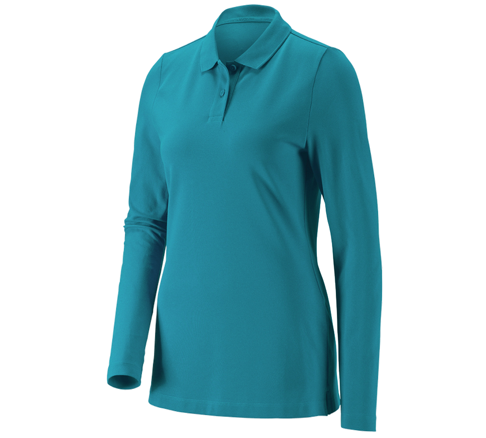 Topics: e.s. Pique-Polo longsleeve cotton stretch,ladies' + ocean