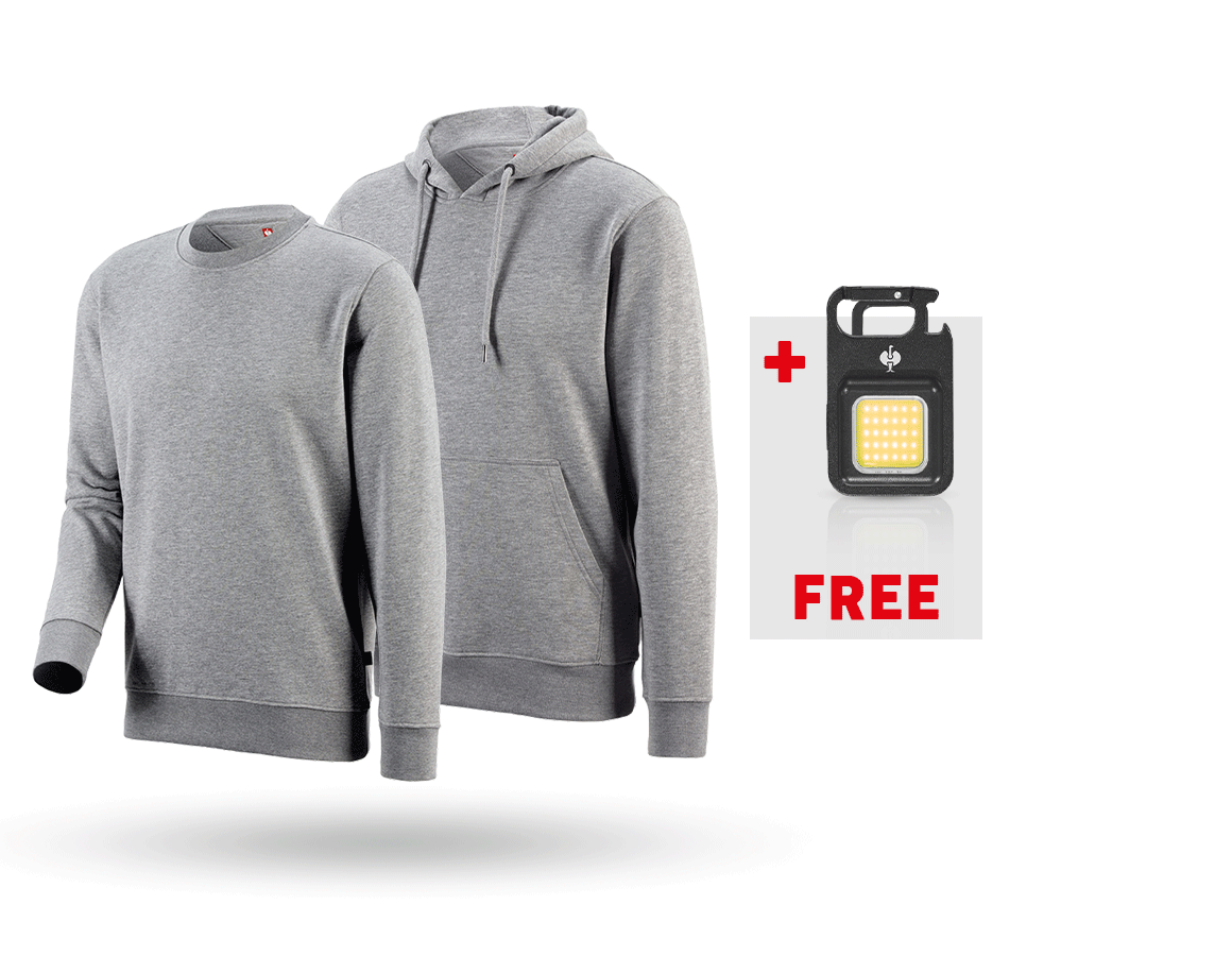 Shirts, Pullover & more: SET: e.s. Hoody sweatshirt+ Sweatshirt poly cotton + grey melange