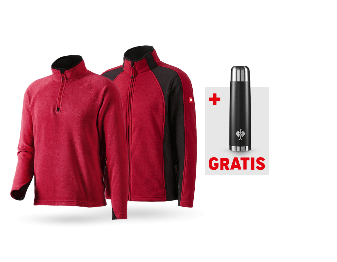 Beklædning: SÆT: Microfleecejakke + trøje dryplexx® micro + rød/sort