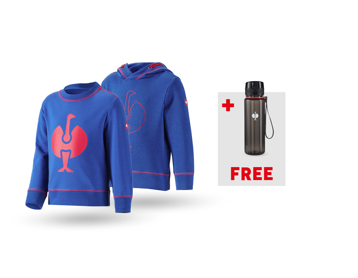 Large gifts: SET: Hoody + sweatshirt e.s.motion 2020, children + royalblue/fiery red