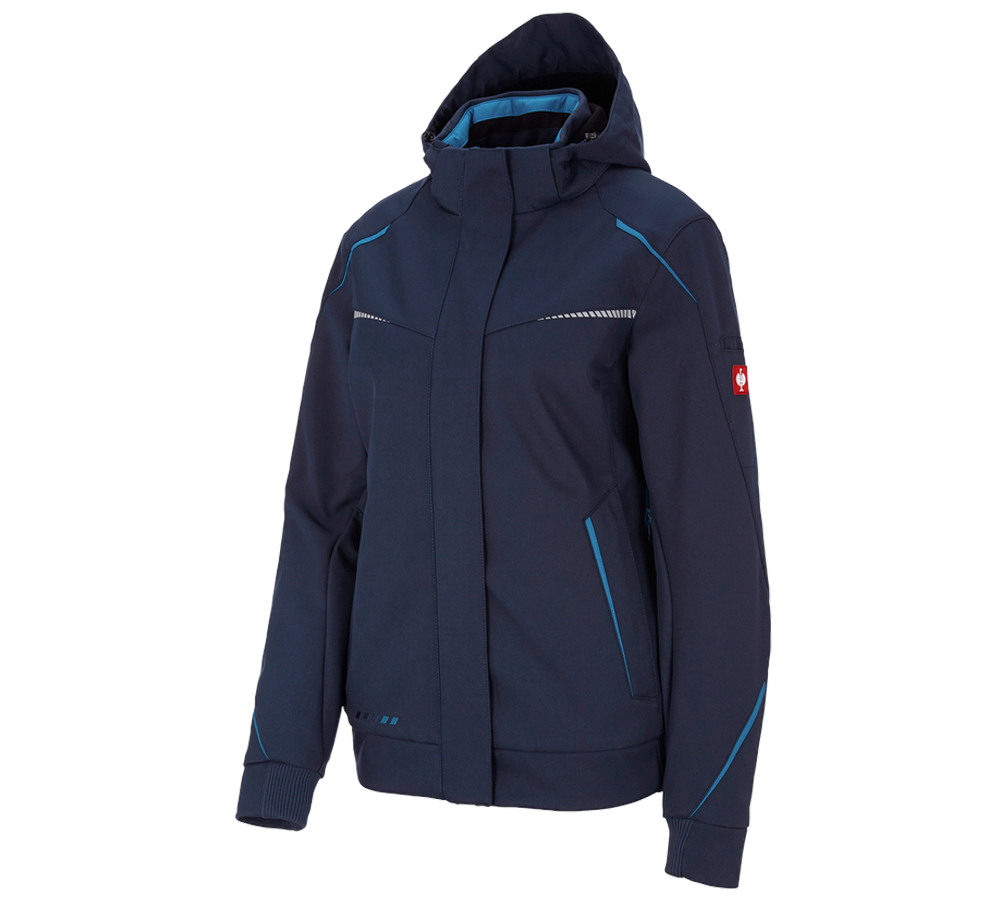 Work Jackets: Winter softshell jacket e.s.motion 2020, ladies' + navy/atoll