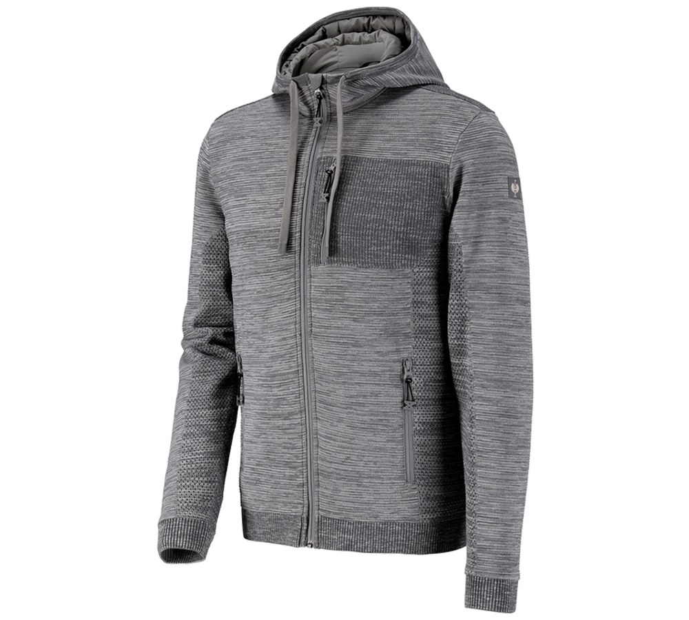 Work Jackets: Windbreaker hooded knitted jacket e.s.motion ten + granite melange
