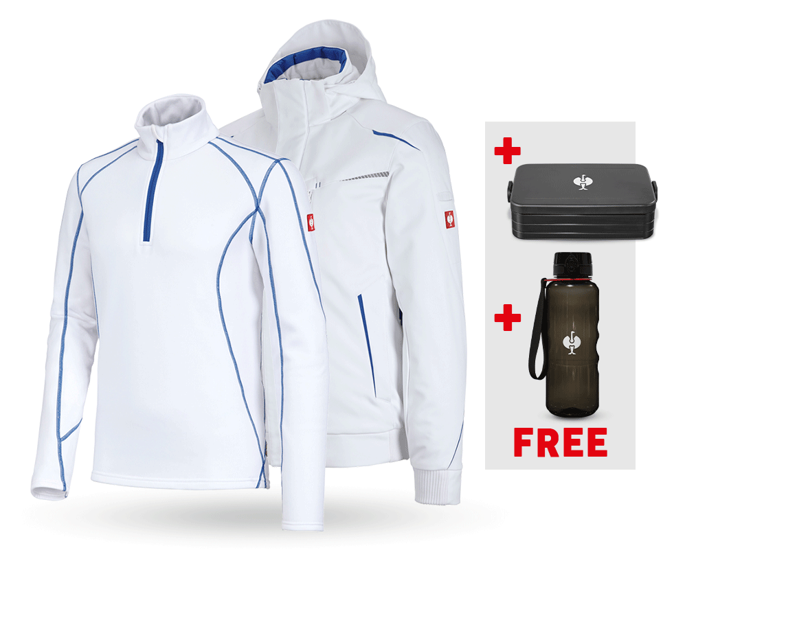 Clothing: SET:Winter softshell jacket+troyer e.s.motion 2020 + white/gentianblue