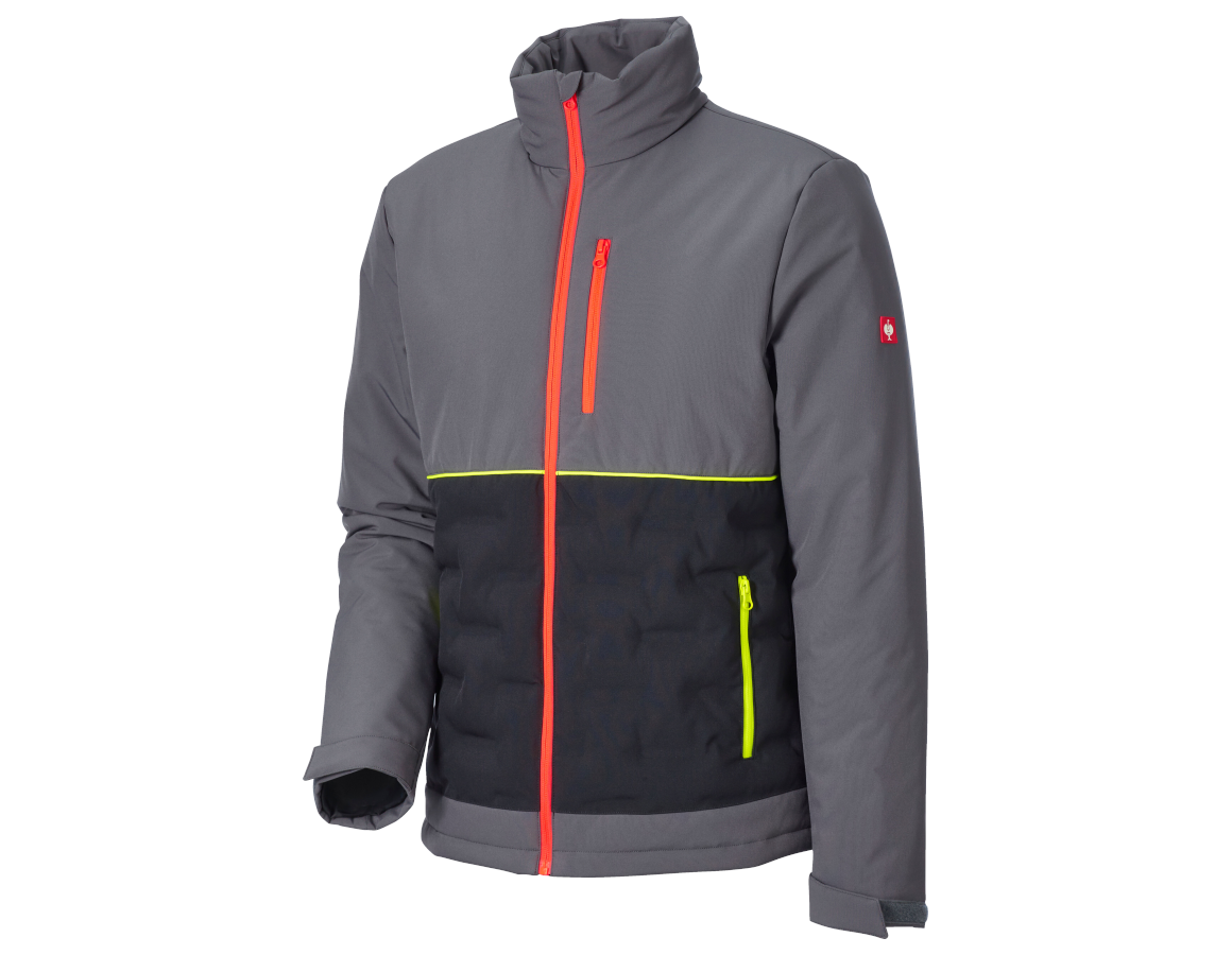 Work Jackets: e.s. Padded jacket + anthracite/black/high-vis orange/high-vis yellow