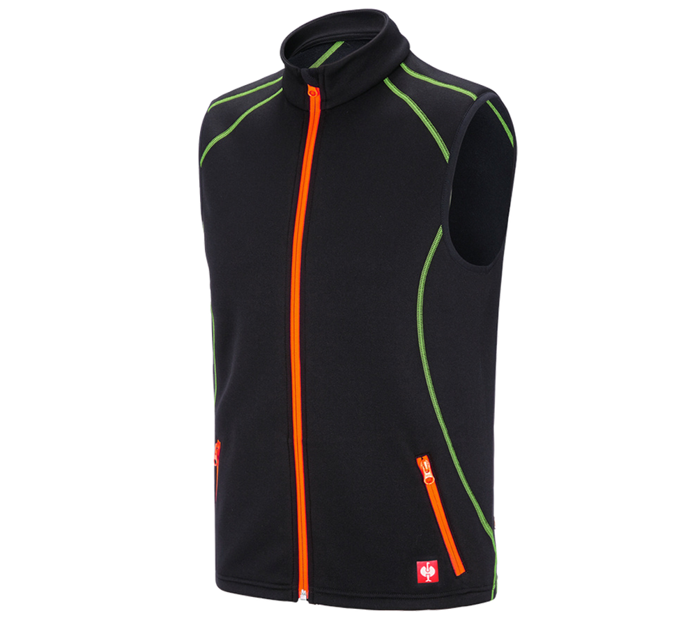 Arbejdsveste: Funktionsvest termo stretch e.s.motion 2020 + sort/advarselsgul/advarselsorange