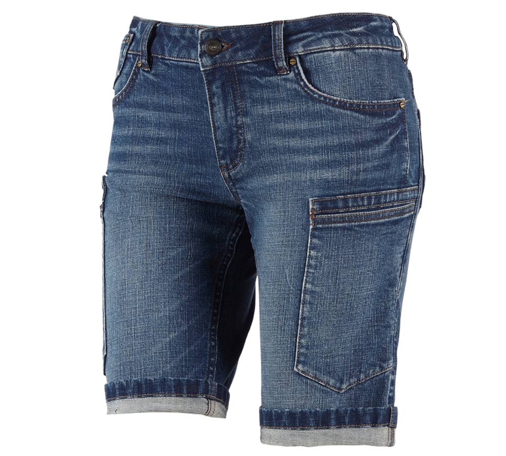 Work Trousers: e.s. 7-pocket jeans shorts, ladies' + stonewashed