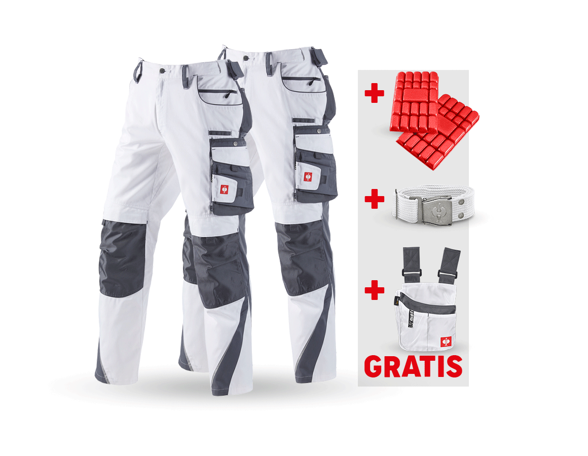 Beklædning: SÆT: Bukser + vinterbukser e.s.motion + hvid/grå