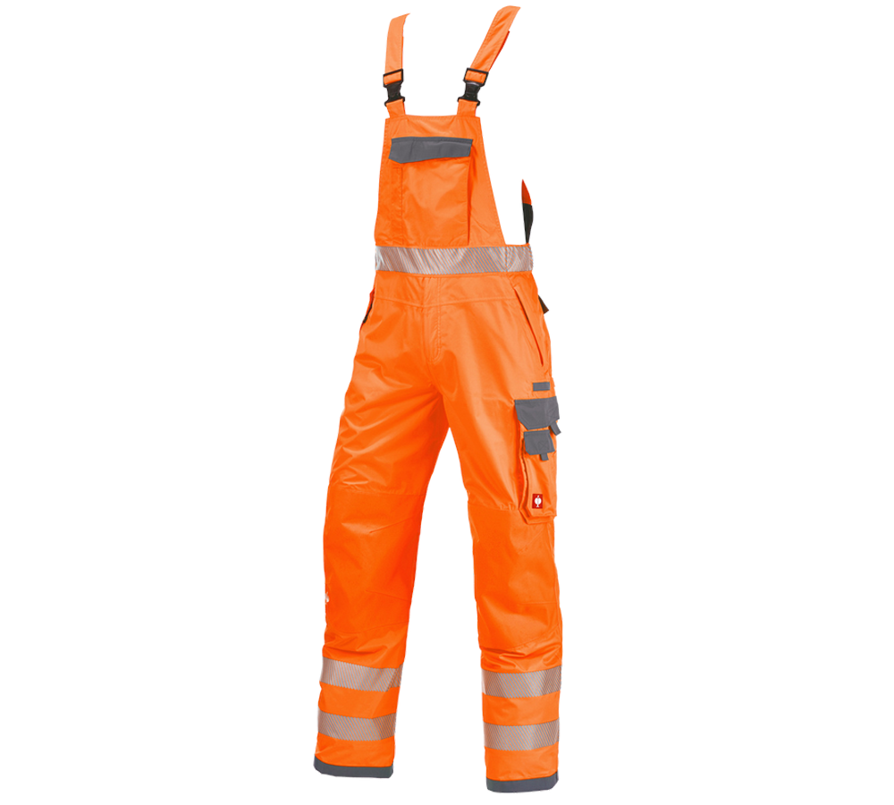 Work Trousers: High-vis functional bib & brace e.s.prestige + high-vis orange/grey