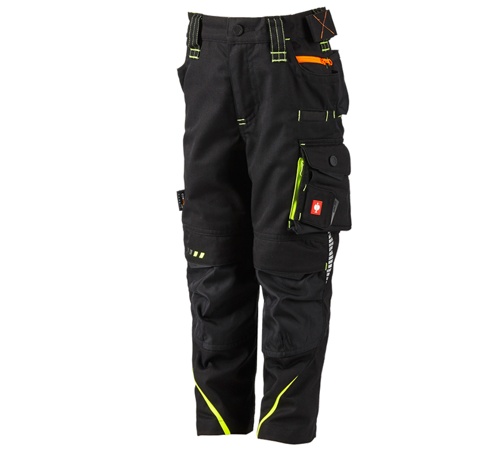 Trousers: Trousers e.s.motion 2020, children's + black/high-vis yellow/high-vis orange