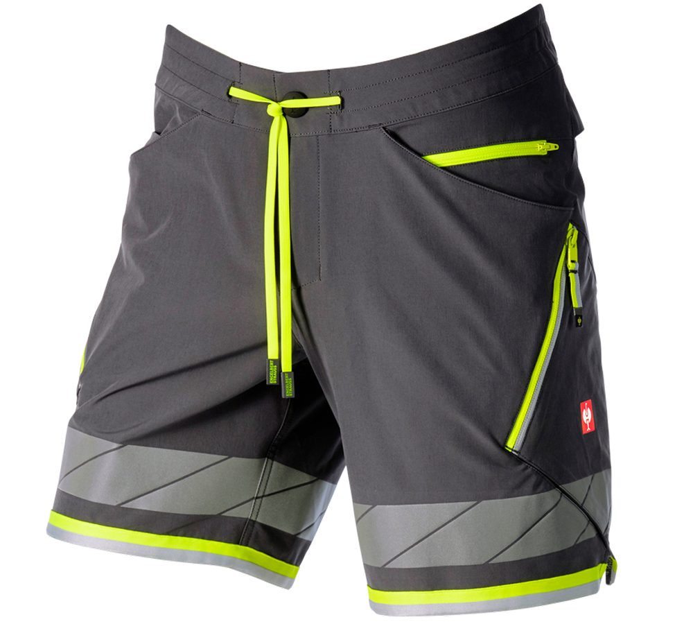 Work Trousers: Reflex functional shorts e.s.ambition + anthracite/high-vis yellow