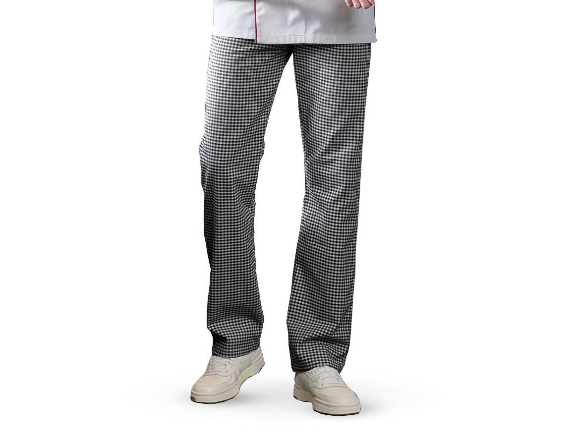 Work Trousers: Stretch Unisex Chefs Trousers + black/white