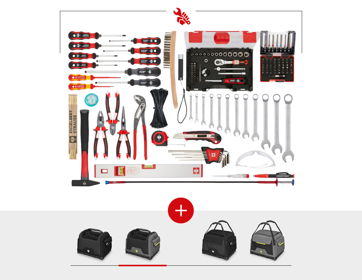 STRAUSSbox System: Tool set Allround Profi incl. STRAUSSbox + basaltgrey/acid yellow