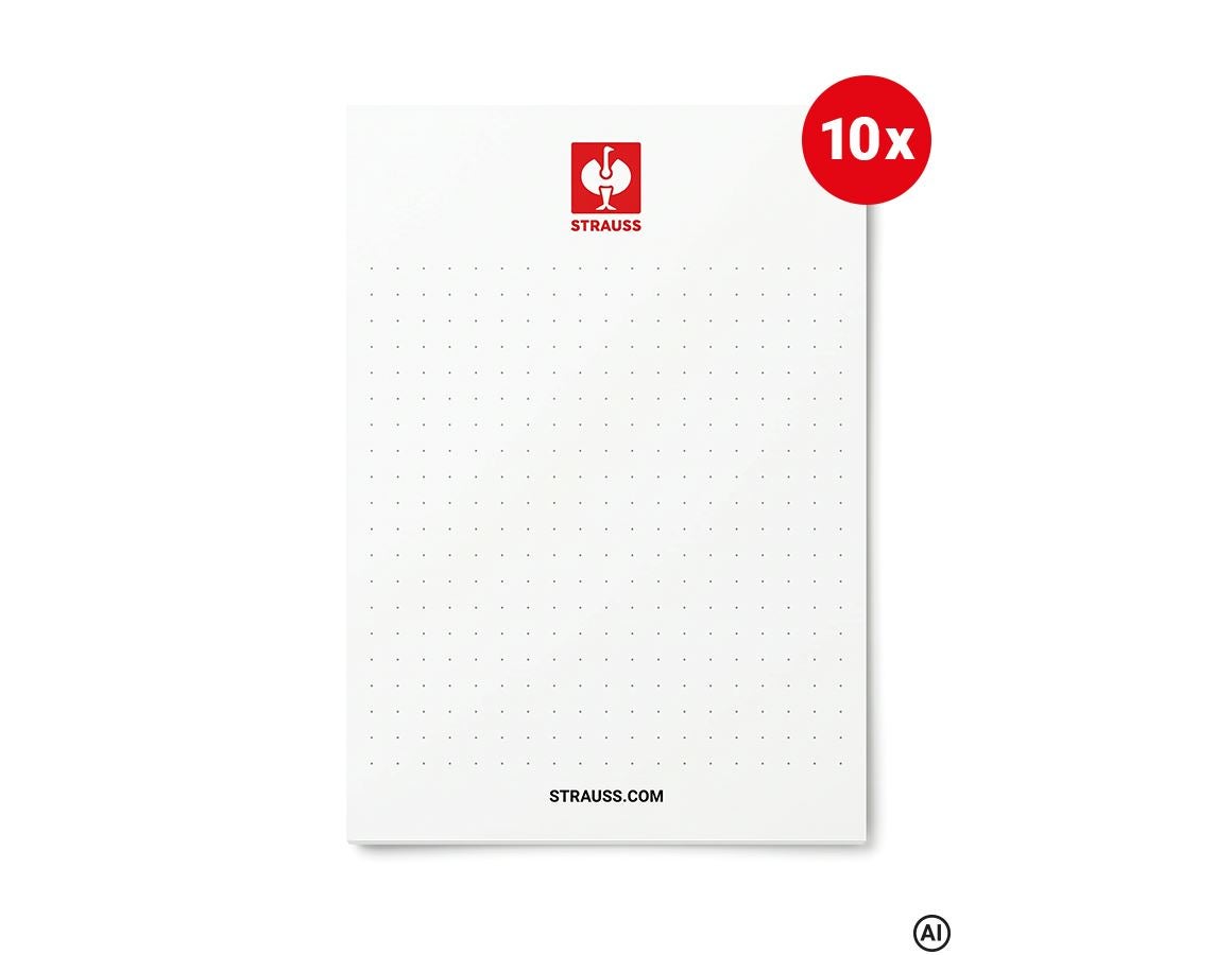 Papirprodukter: STRAUSS notesblok A6, pakke med 10 stk.