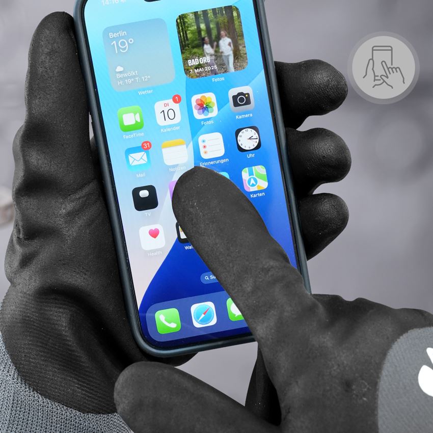 Belagt: Nitrilhandsker evertouch winter + sort/grå 2