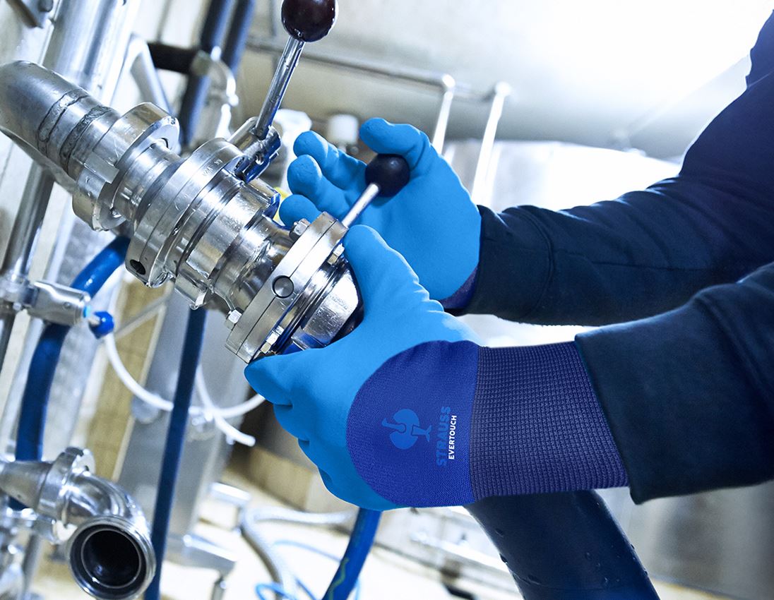 Coated: e.s. Nitrile foam gloves evertouch winter + blue/navy-melange