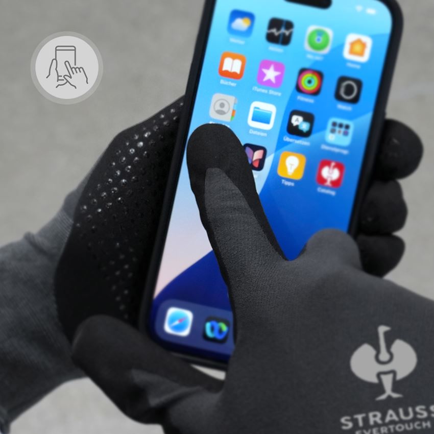 Coated: Nitrile foam gloves evertouch micro plus + black/grey 2