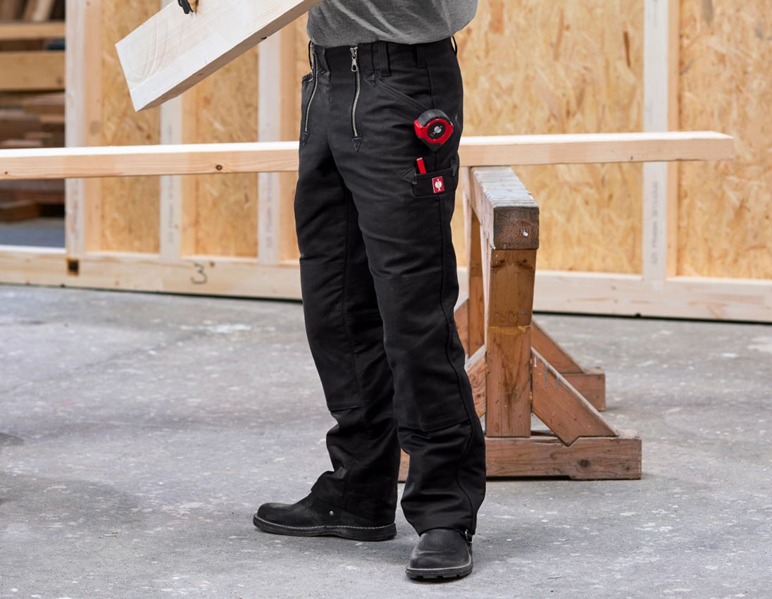 Work Trousers: e.s. Craftman's Trousers with Kneepad Pockets + black
