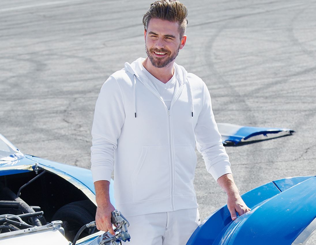 T-Shirts, Pullover & Skjorter: e.s. Hoody-Sweatjakke poly cotton + hvid