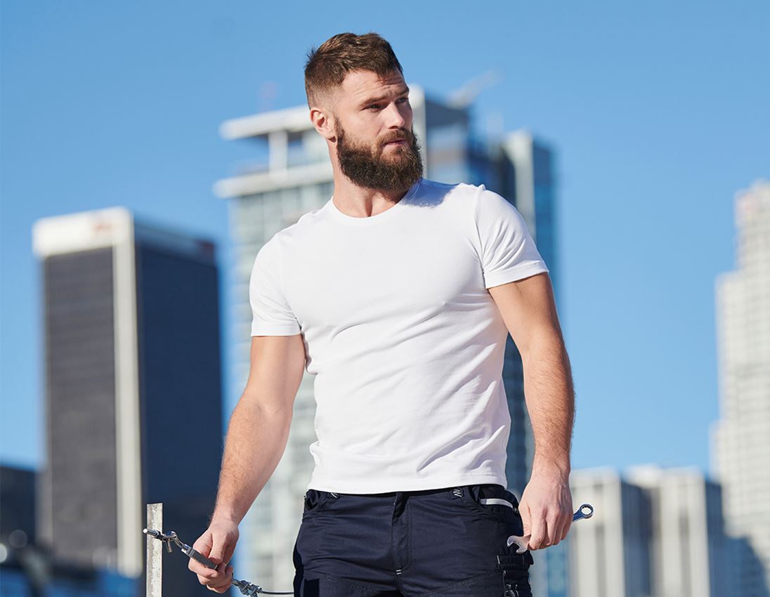 T-Shirts, Pullover & Skjorter: e.s. funktions-T-shirt poly cotton + hvid