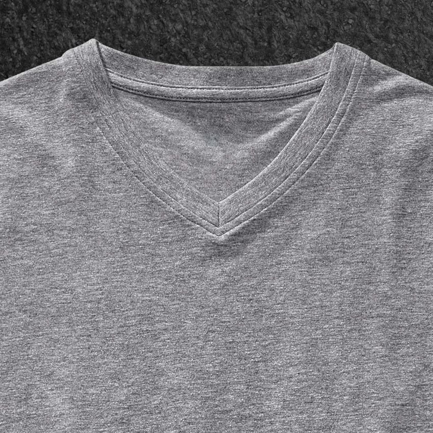 T-Shirts, Pullover & Skjorter: e.s. T-shirt cotton stretch V-Neck + gråmeleret 2