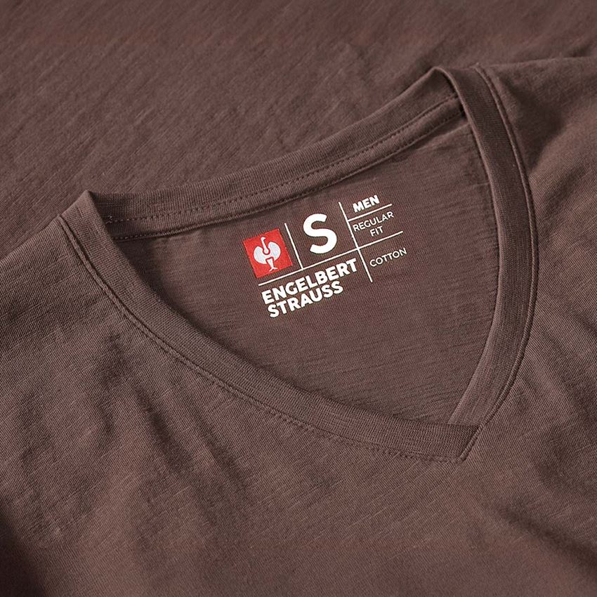 Shirts, Pullover & more: e.s. T-shirt cotton slub V-Neck + chestnut 2