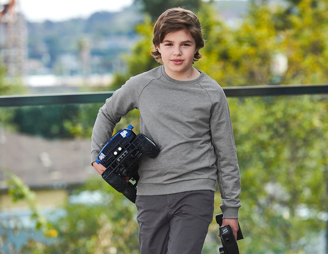 T-Shirts, Pullover & Skjorter: e.s. Sweatshirt cotton stretch, børne + gråmeleret