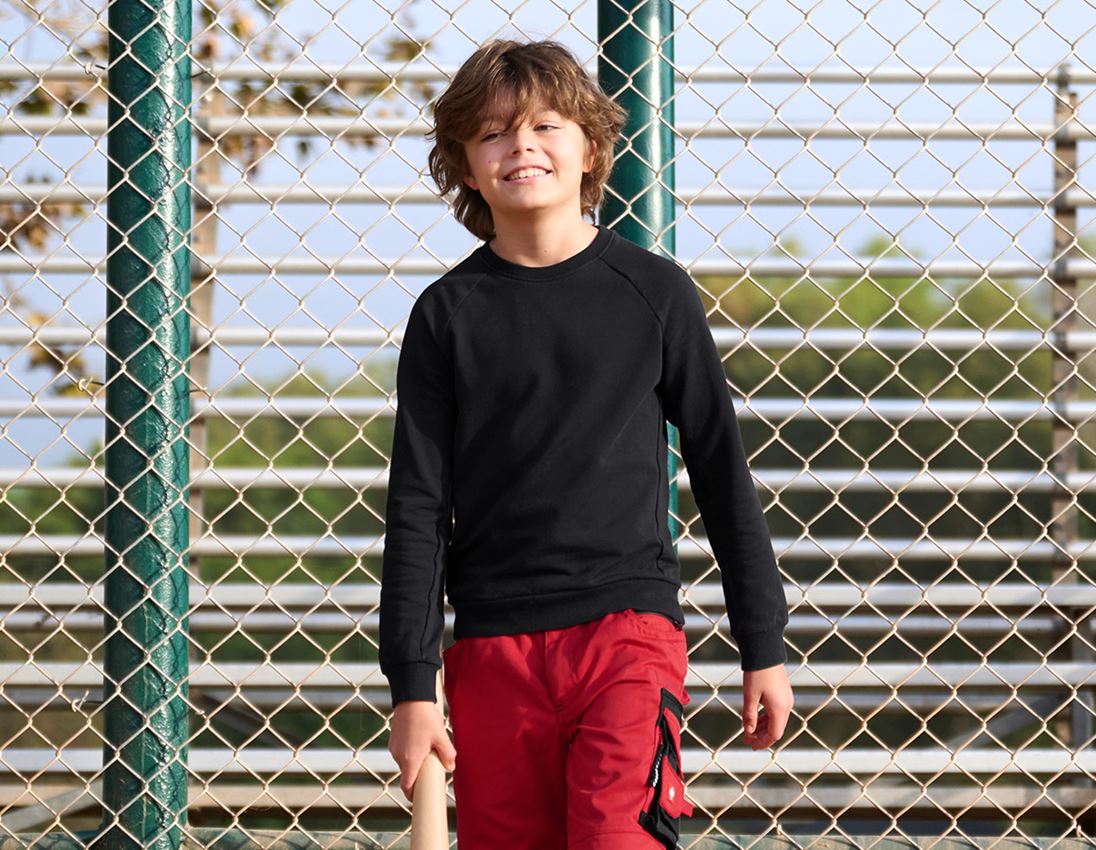 T-Shirts, Pullover & Skjorter: e.s. Sweatshirt cotton stretch, børne + sort