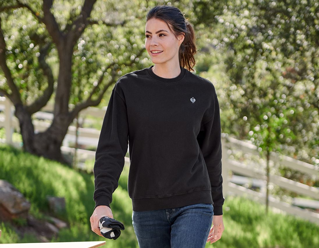 T-Shirts, Pullover & Skjorter: Oversize sweatshirt e.s.motion ten, damer + oxidsort vintage