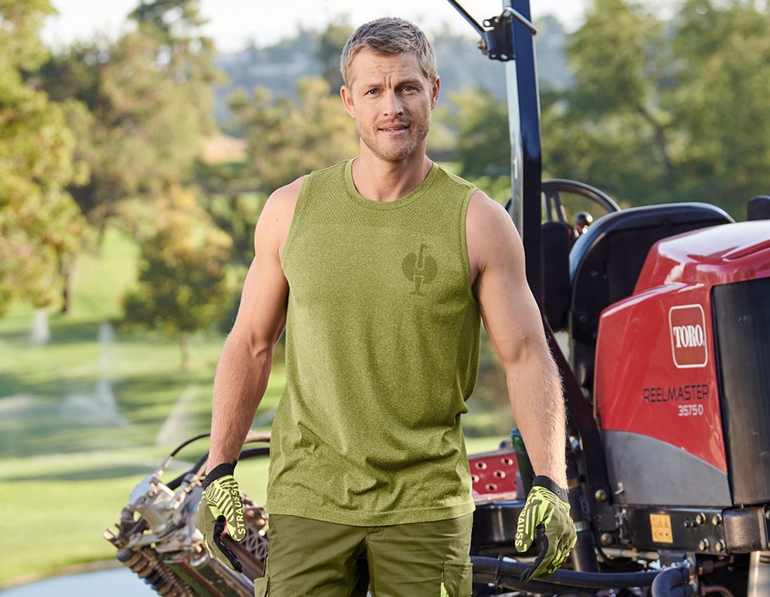 T-Shirts, Pullover & Skjorter: Atletik-shirt seamless e.s.trail + enebærgrøn melange