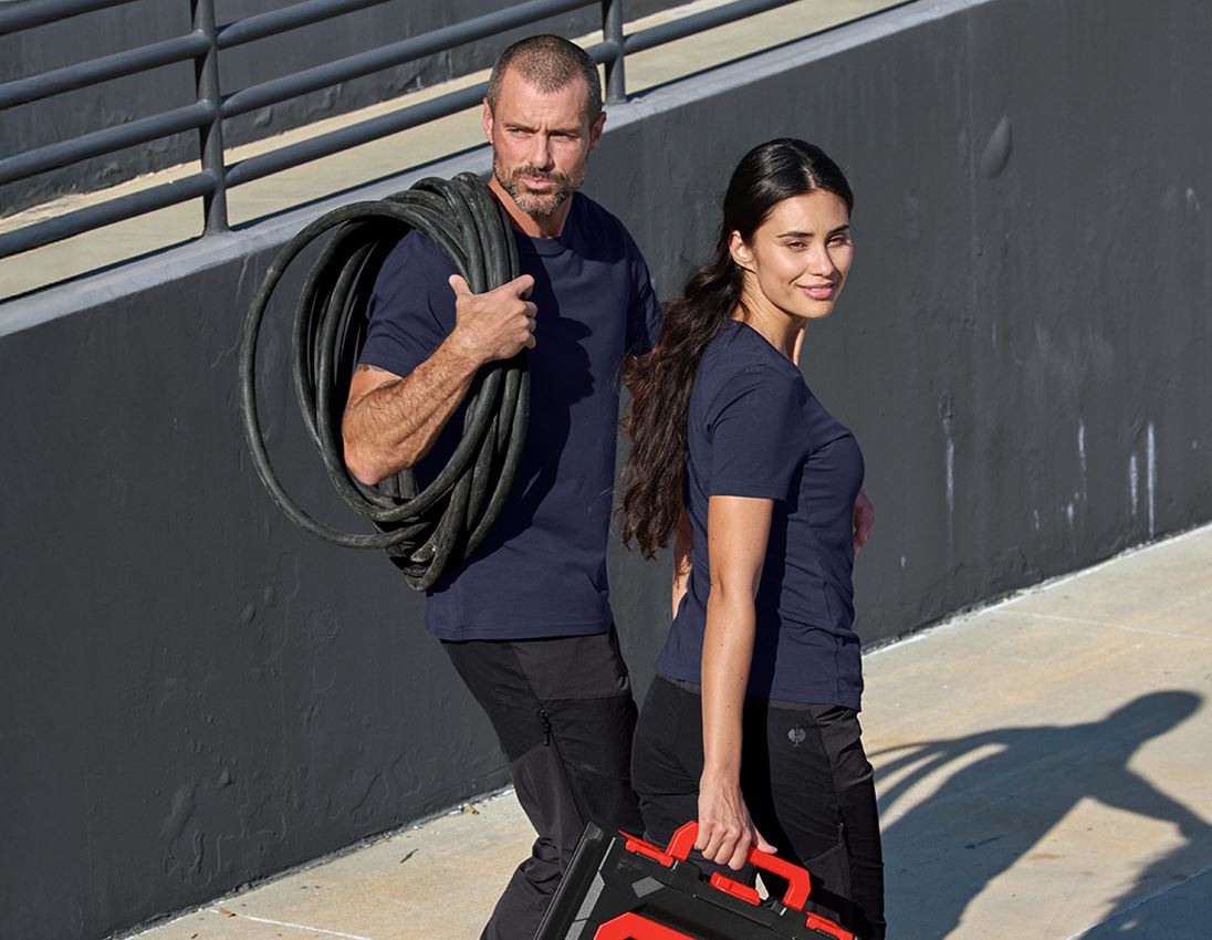 T-Shirts, Pullover & Skjorter: e.s. T-Shirt cotton light, damer + mørkeblå 3