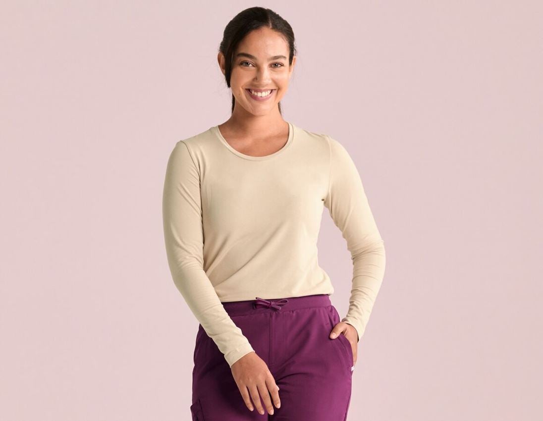 T-Shirts, Pullover & Skjorter: Modal-Longsleeve e.s.avida, damer + jurabeige