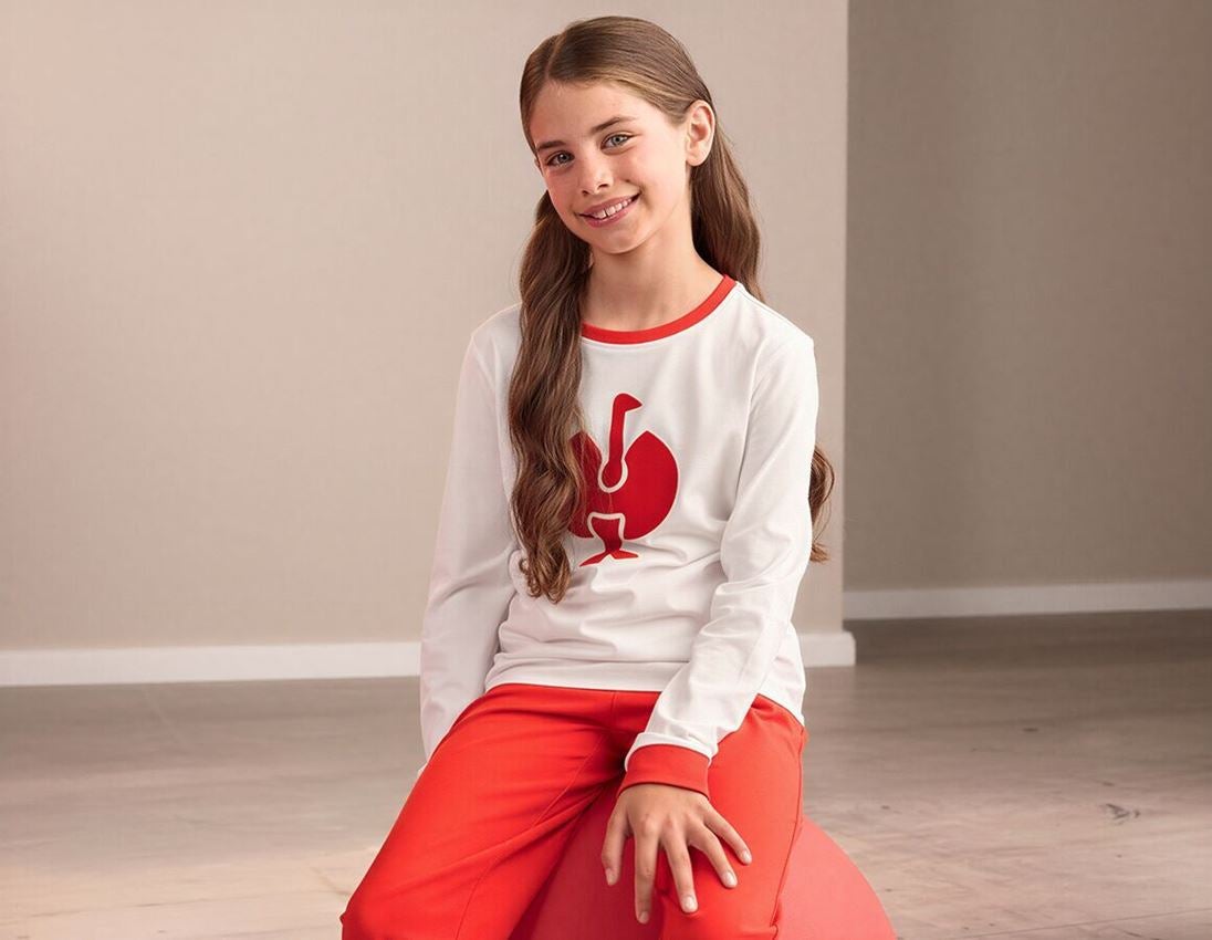 Tilbehør: e.s. langærmet pyjamas cotton stretch, børn + hvid/strauss rød