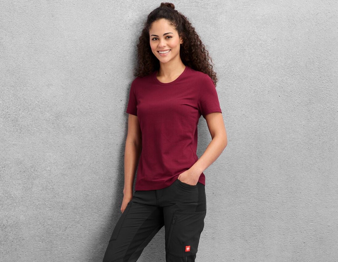 Shirts, Pullover & more: e.s. Piqué-T-shirt cotton light, ladies' + bordeaux 1