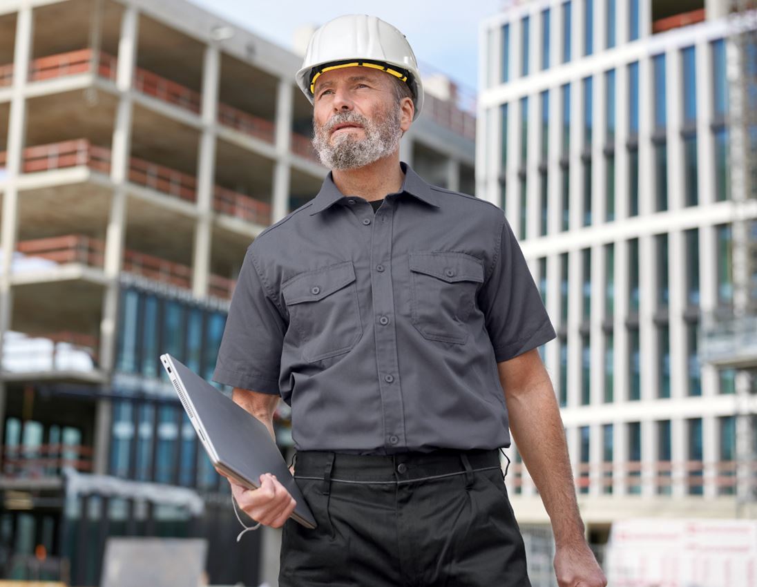 Shirts, Pullover & more: Work shirt e.s.classic, short sleeve + grey