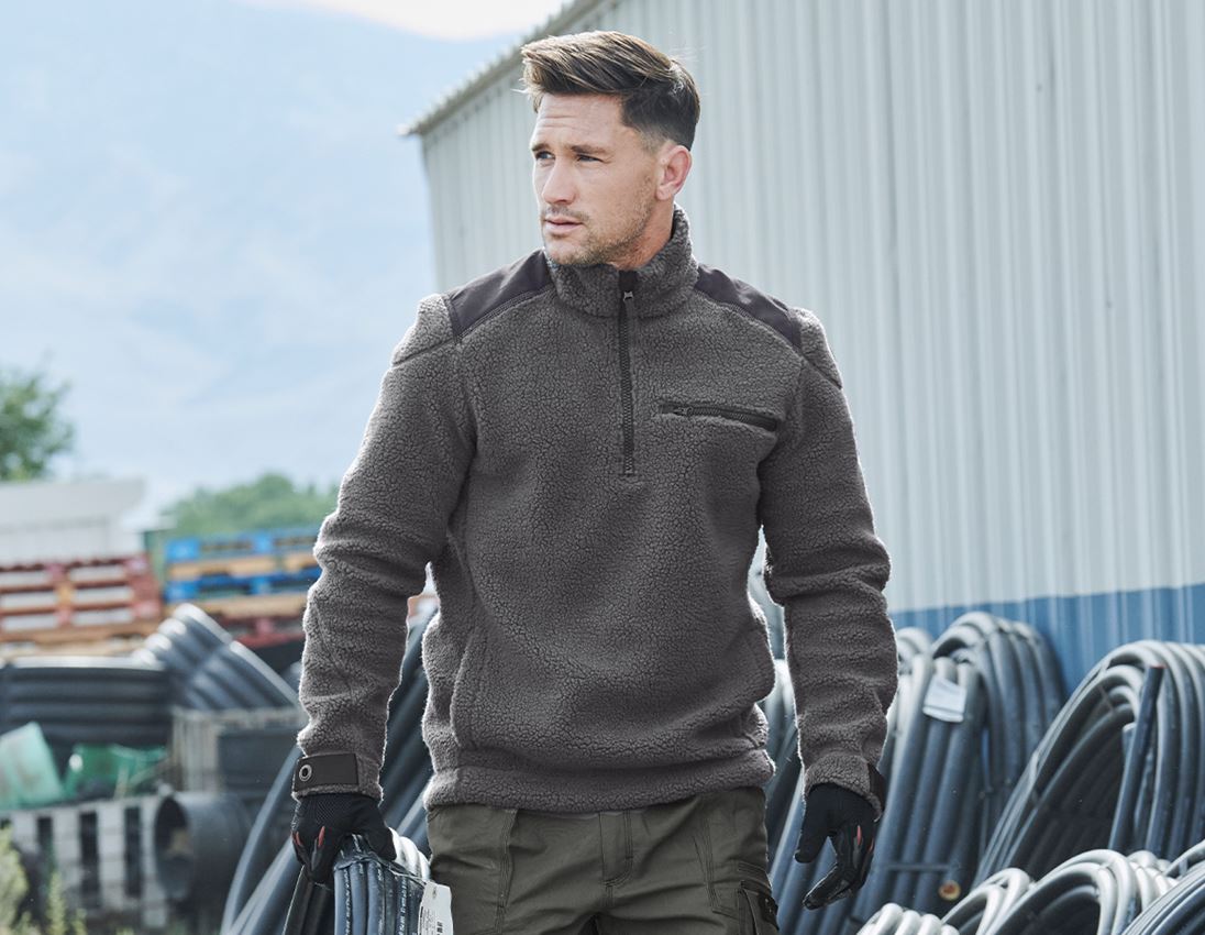 Shirts, Pullover & more: Faux fur Troyer e.s.roughtough + titanium