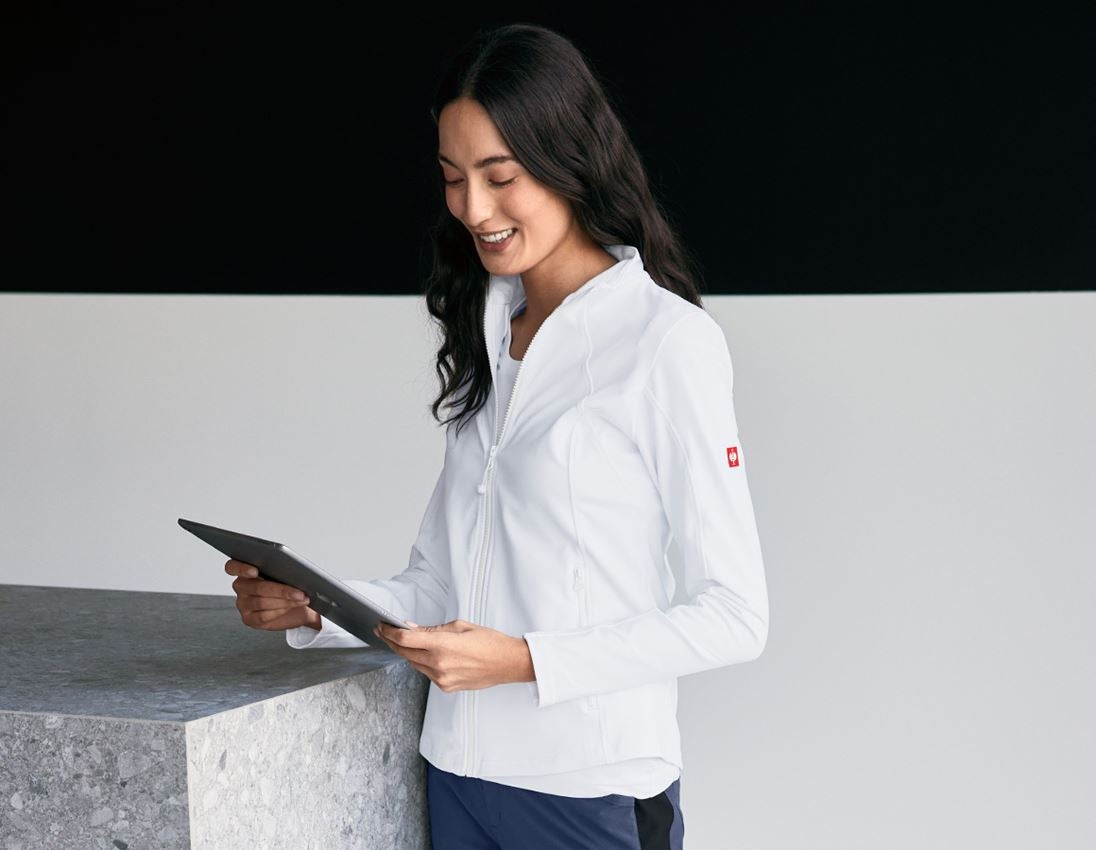 Work Jackets: e.s. Functional sweat jacket solid, ladies' + white