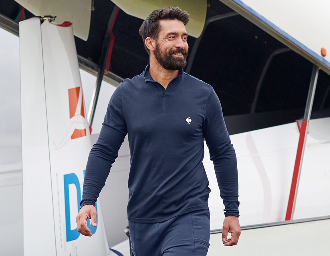 Shirts, Pullover & more: Troyer Merino e.s.trail + deepblue/white