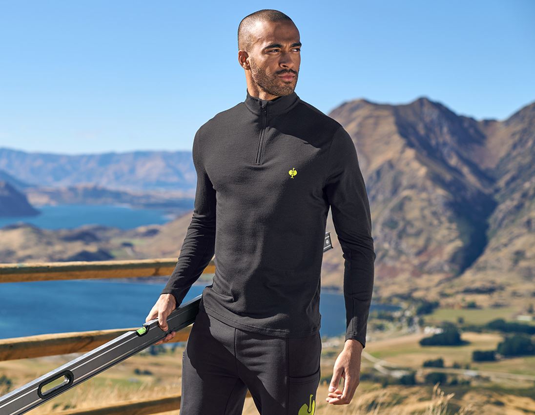 T-Shirts, Pullover & Skjorter: Trøje Merino e.s.trail + sort/syregul