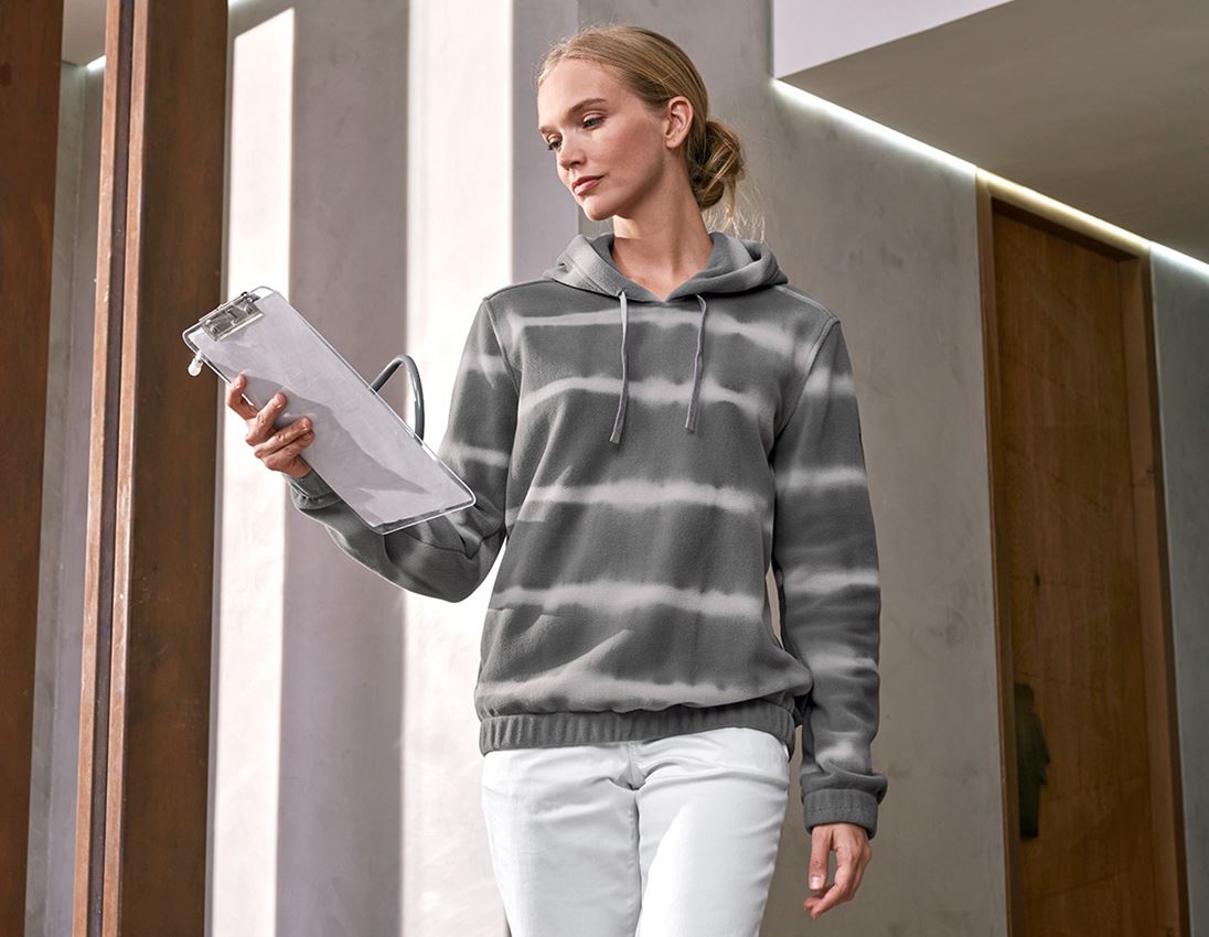 T-Shirts, Pullover & Skjorter: Fleece Hoody tie-dye e.s.motion ten, damer + granit/opalgrå 2
