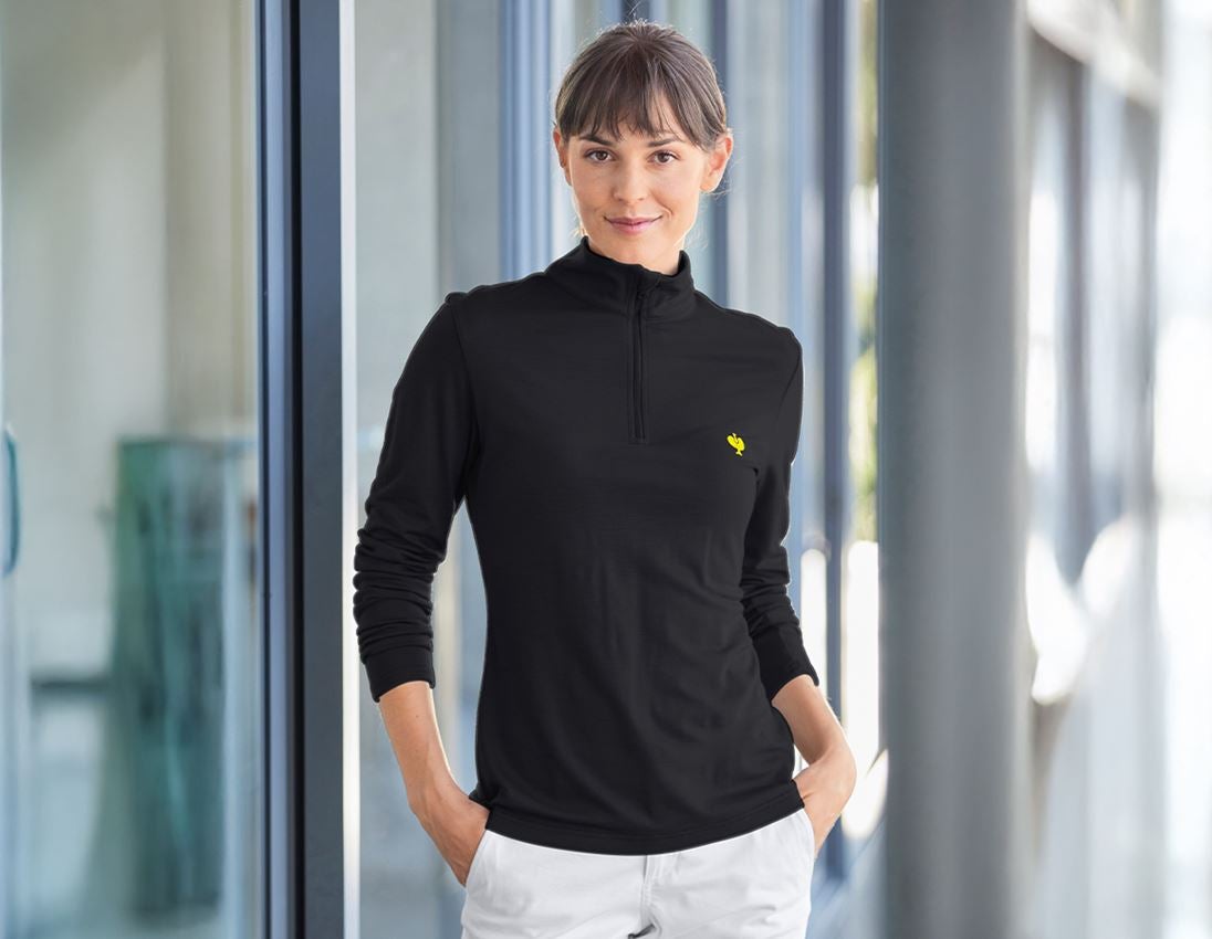 T-Shirts, Pullover & Skjorter: Trøje Merino e.s.trail, damer + sort/syregul 2