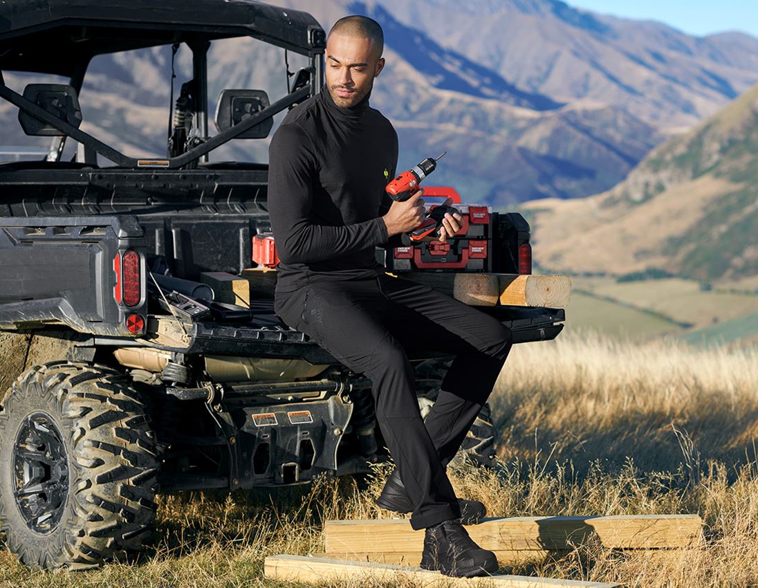 Shirts, Pullover & more: Turtle neck shirt Merino e.s.trail + black/acid yellow 1