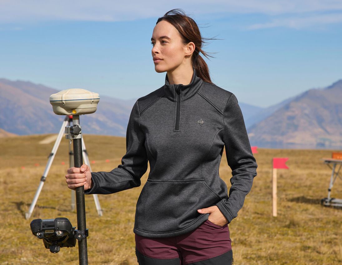 Shirts, Pullover & more: Troyer thermo stretch e.s.trail, ladies' + black melange