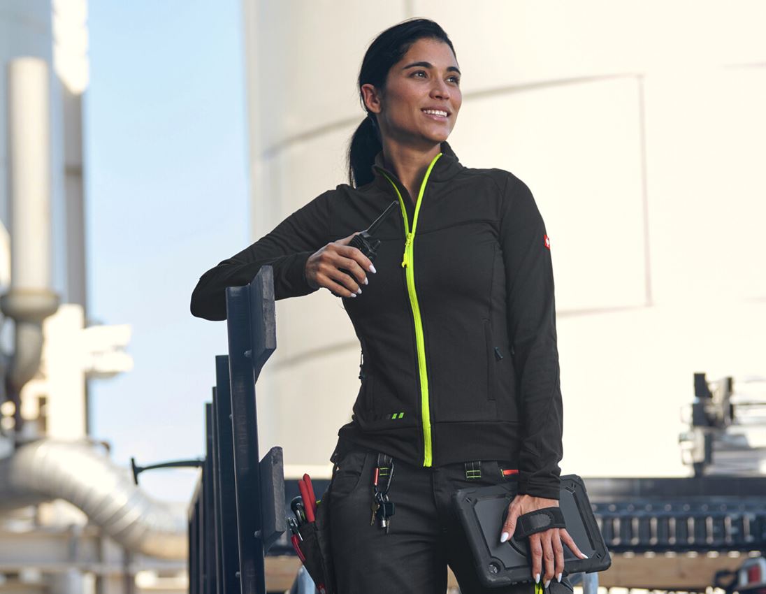 Work Jackets: FIBERTWIN®clima-pro jacket e.s.motion 2020,ladies' + black/high-vis yellow