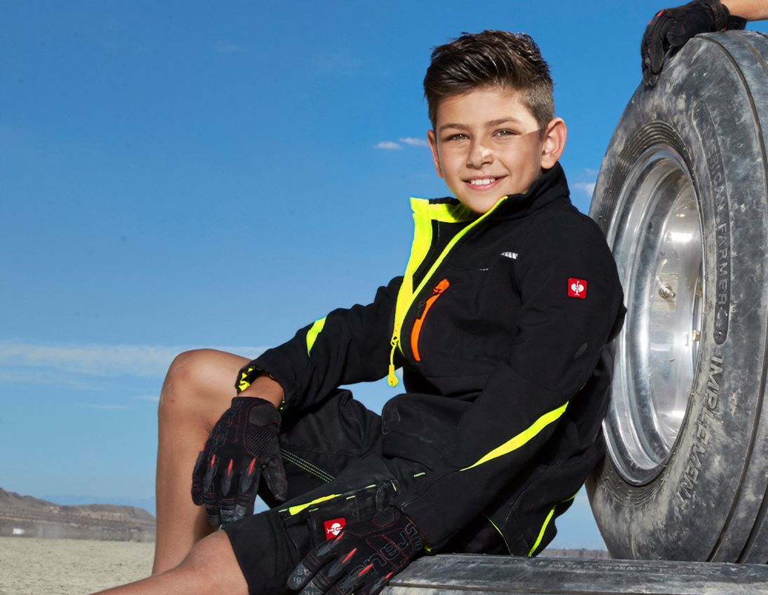 Jackets: Softshell jacket e.s.motion 2020, children's + black/high-vis yellow/high-vis orange 3