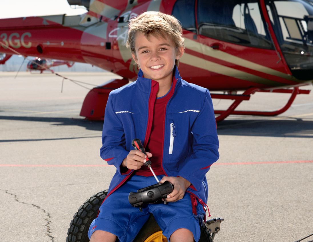 Jakker: Softshelljakke e.s.motion 2020, børn + kornblå/ildrød