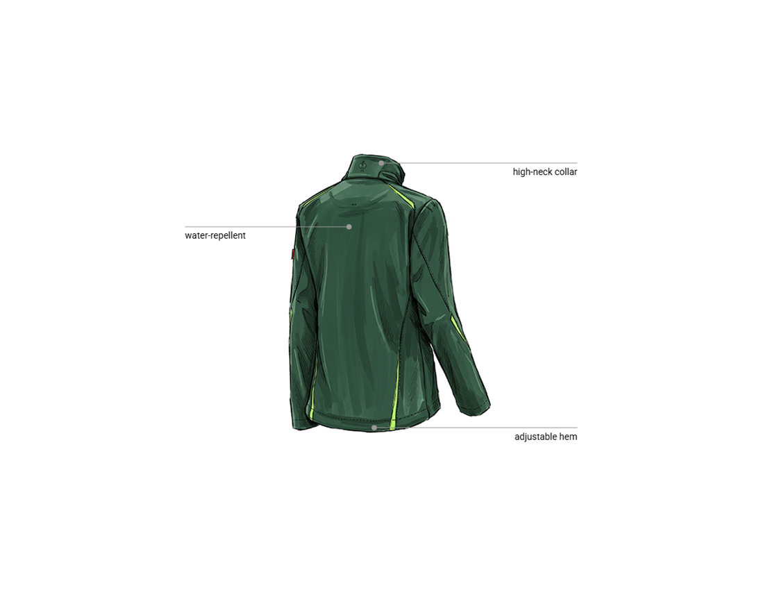 Clothing: Softshell jacket e.s.motion 2020, ladies' + green/seagreen 2